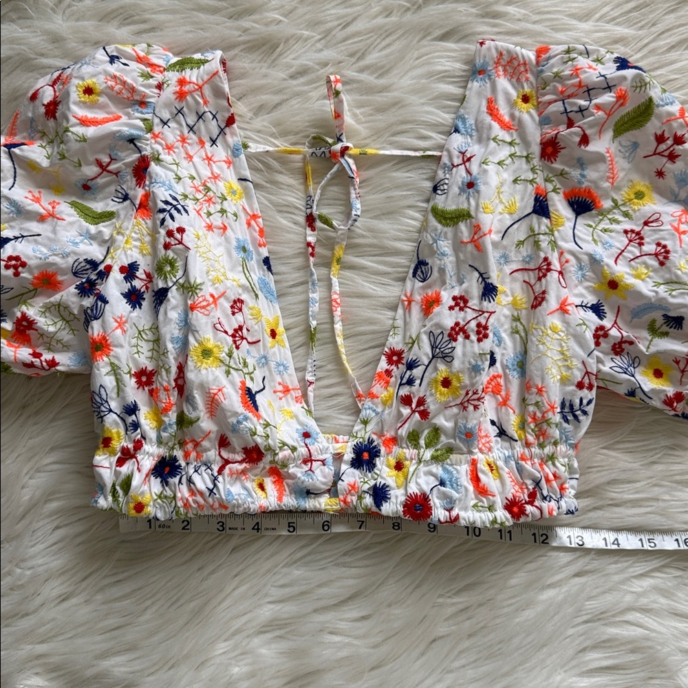 Zara Embroidered Crop Top Size S - Picture 9 of 10
